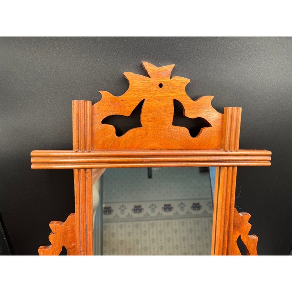 Antique Maple Wood Ornate Shaving/Vanity Mirror 2 Candle Holders 13"x7.5"x20.5" - Picture 7 of 9